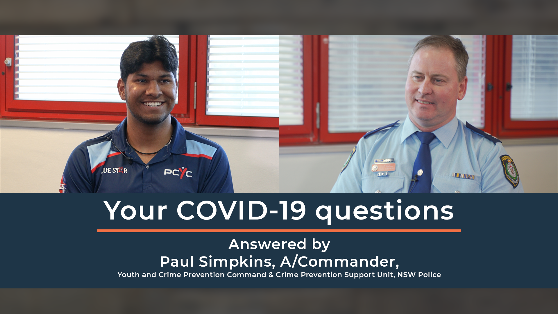 A/Commander Paul Simpkins of NSW Police sitting with 2017 Young Achiever of the Year Ankit Bailwal